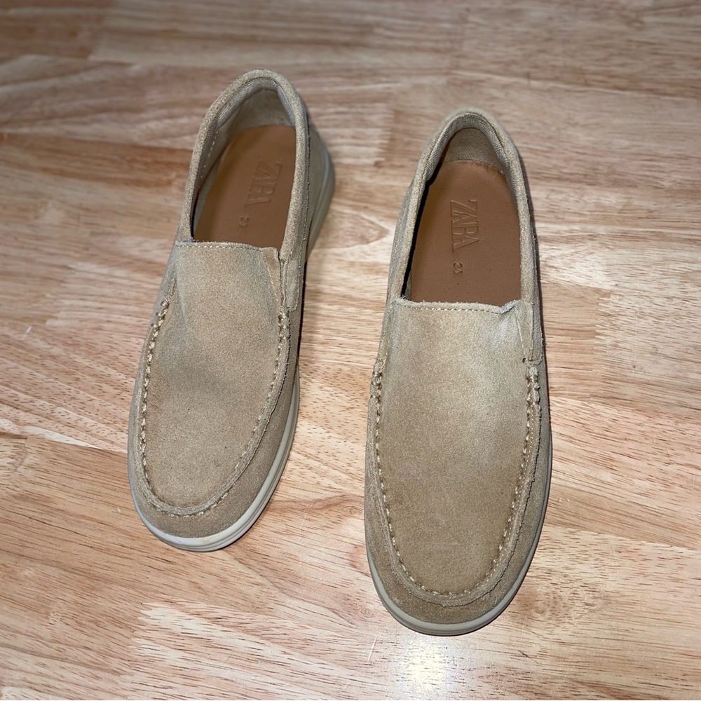Zara kids Beige Suede Slip-Ons